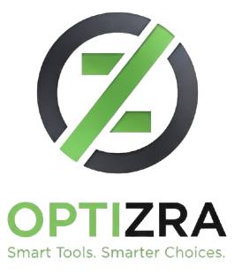 OPTIZRA logo with the tagline "Smart tools. Smarter choices."
